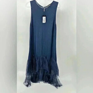 NWT Emporio Armani Navy Blue Jersey Handkerchief Hem Dress 40IT/ US S